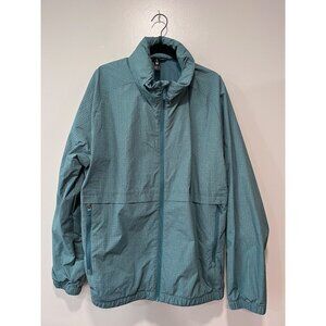 All In Motion Mens  Grid Pattern Windproof‎ Jacket L Size Zippered Pockets Teal